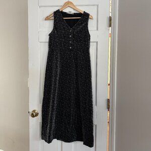 Smith & Hawken Vintage 1990s Corduroy Velour Floral Sleeveless Maxi Dress